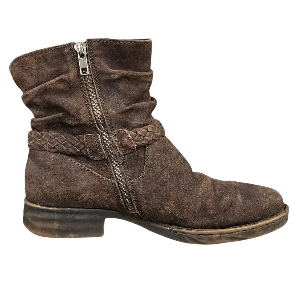 Born Women’s Ouvea Distressed Suede Side Zip Ankle Boot Size US 8